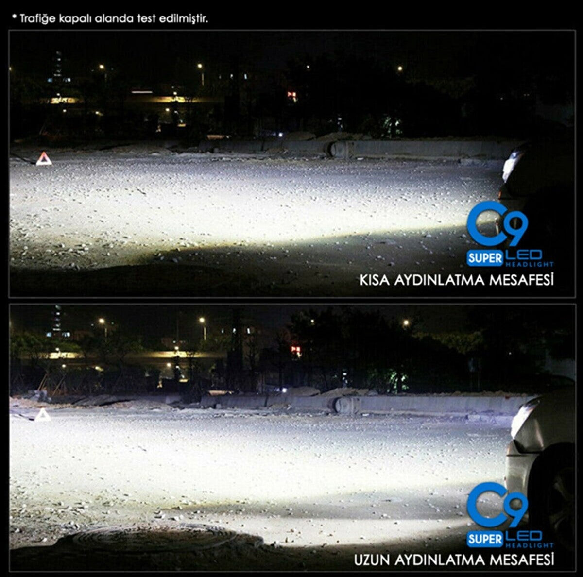 C9 Ultra Buz Mavi Led Xenon Soğutuculu Far Ampulü 9400 LM 10000K Şimşek Etkili Zenon H3 image 3