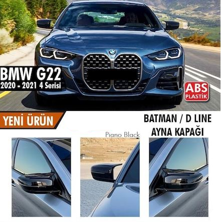BMW G22-G23-G26 4 Serisi Batman Yarasa Ayna Kapağı Piano Black ABS Plastik image 0