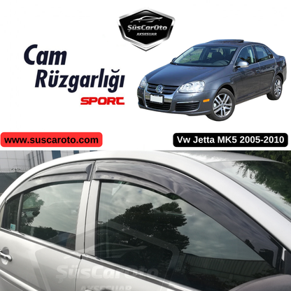 VW Jetta MK5 2005-2010 Uyumlu Mugen Cam Rüzgarlığı Seti Piano Black 4'lü İthal image 0