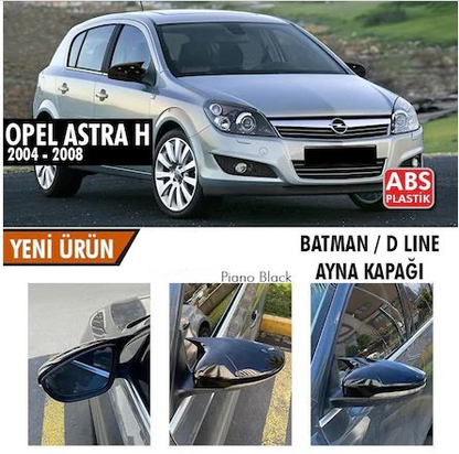 Opel Astra H 2004-2008 Batman Yarasa Ayna Kapağı Piano Black ABS Plastik image 0