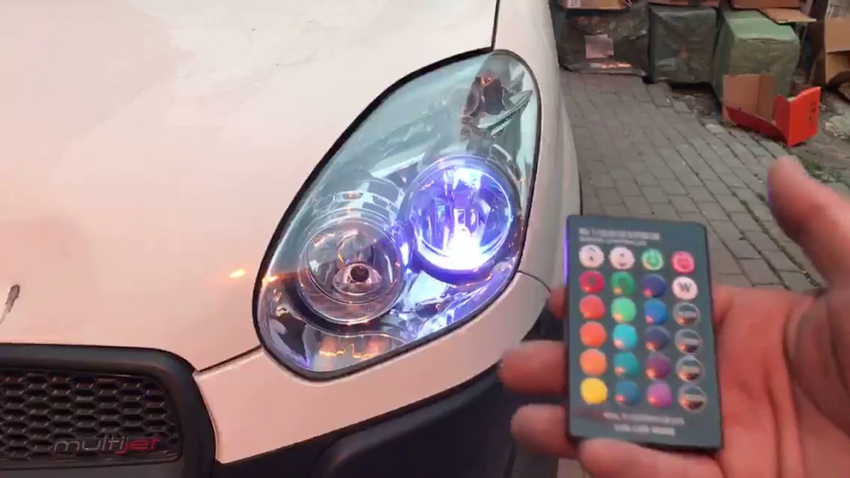 Araç Çakar Lamba RGB 16 Ledli Ampul Kumandalı Çakarlı Park Ampülü image 1
