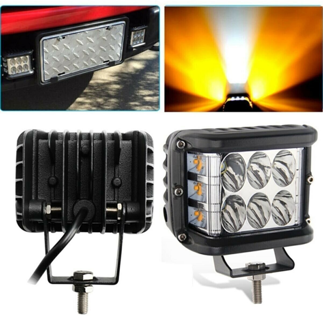 Off Road Led Lamba Delici Yayıcı Beyaz Turuncu Flaşlı Kare Sis Farı Projektör 45W 12 Led Metal Arazi Çalışma Lambası 1 Adet image 8