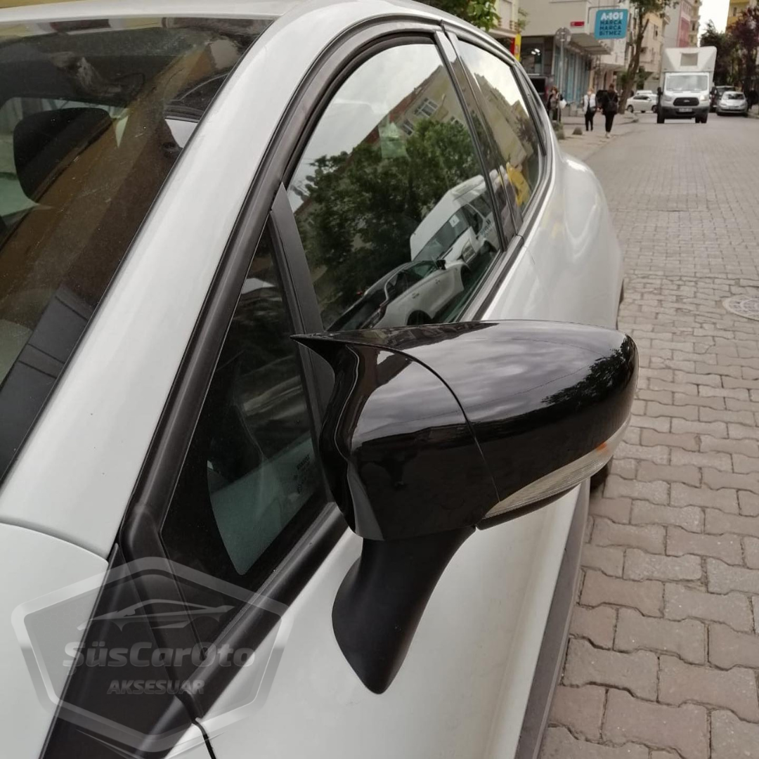 Renault Clio 4 2012-2019 Batman Yarasa Ayna Kapağı Piano Black ABS Plastik image 2