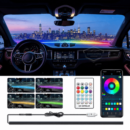 Universal Araç İçi App ve Kumanda Kontrollü Ön Cam Fitil Ambiyans RGB Atmosfer Cam Önü Ambiyans Led Neon Lamba Ses Yalıtım Fitili USB Girişli Montajsız image 1