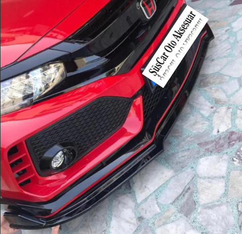 Honda Civic FC5 Esnek 3 Parça Lip Piano Black Flaplı Kanatlı image 4