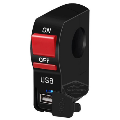 Motosiklet Atv Elektrikli Bisiklet Jetski 12V Açma Kapama Düğmesi Butonu Far Anahtarı USB Şarj Soketi Su Geçirmez 22 mm Gidon Montaj Çok Fonksiyonlu USB Şarj Cihazı image 3