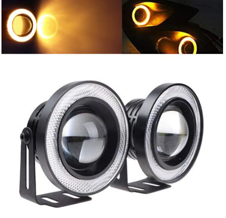 Üniversal Mercekli Angel Sis Farı Metal Su Geçirmez 89 mm Sarı Halkalı Angel Eyes image 0