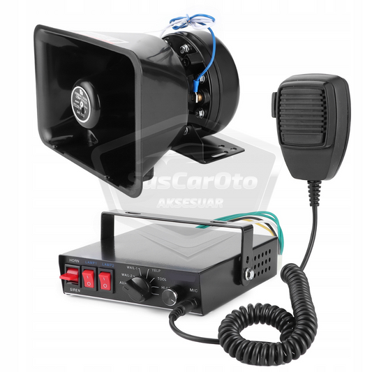 Profesyonel Polis Sireni Ayarlanabilir Ses Güçlü Siren Korna Megafonlu Mikrofonlu Metal 100W 12V/24V İkaz Lamba Çıkışlı image 0
