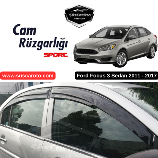 Ford Focus 3 - 3.5 Sedan 2011-2017 Uyumlu Mugen Cam Rüzgarlığı Seti Piano Black 4'lü İthal image 0