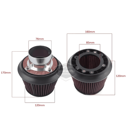 Apexi Universal Performans ve Ses Arttırıcı Aparatlı Açık Hava Filtresi Seti +6 Hp Dual Funnel Kırmızı 76 mm image 3