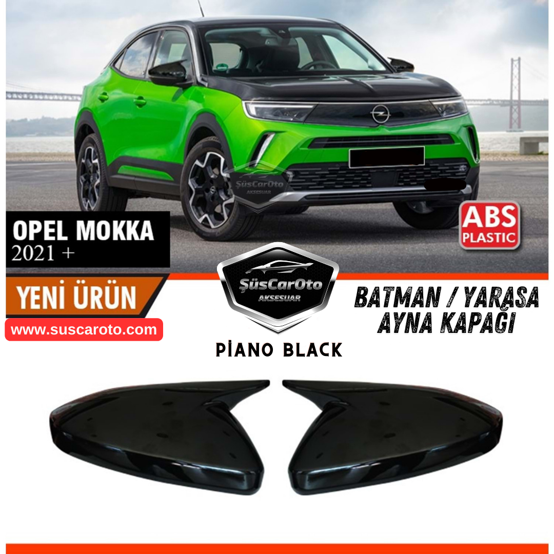 Opel Mokka 2021 Sonrası Uyumlu Batman Yarasa Ayna Kapağı Piano Black ABS Plastik Sağ Sol Takım image 3