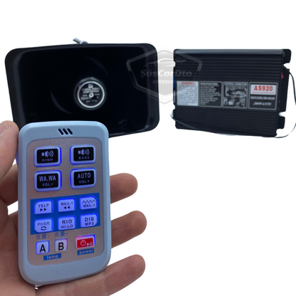 Profesyonel Polis Sireni Uzaktan Kumandalı Güçlü Siren Kablosuz Wireless Kontrol Korna Megafonlu Mikrofonlu Metal 200W 12V AS920 image 7
