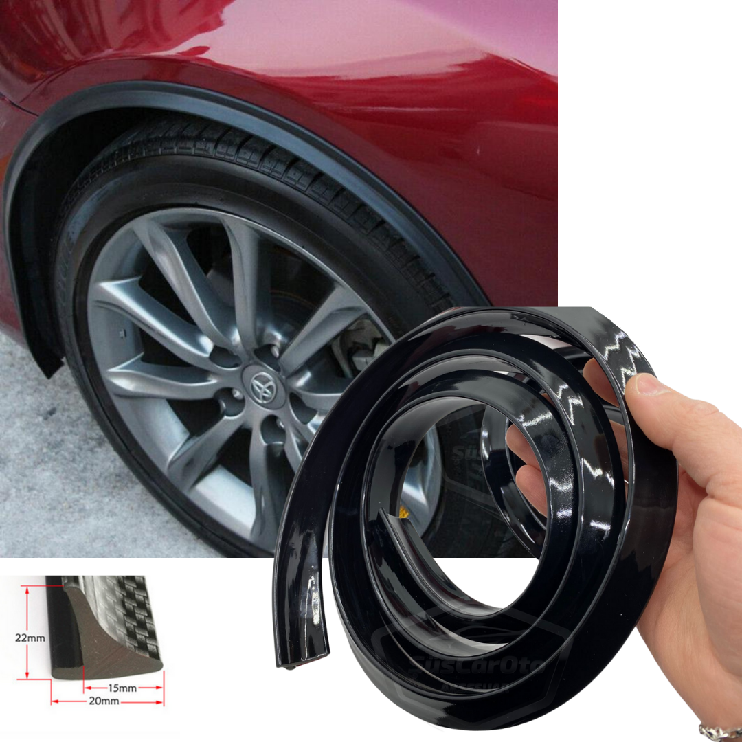 Üniversal Elastik Çamurluk Dodik Seti Poliüretan Çamurluk Kaplaması 22 mm x 150 cm x 4 Adet Parlak Siyah Piano Black Samurai image 0