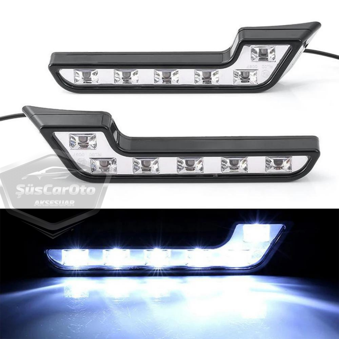 Üniversal 6 Led Mercedes Tip Gündüz Ledi Araba Gündüz Farı Araç Oto DRL Led Lamba Güçlü Işık 12V Su Geçirmez Beyaz 2 Adet image 2