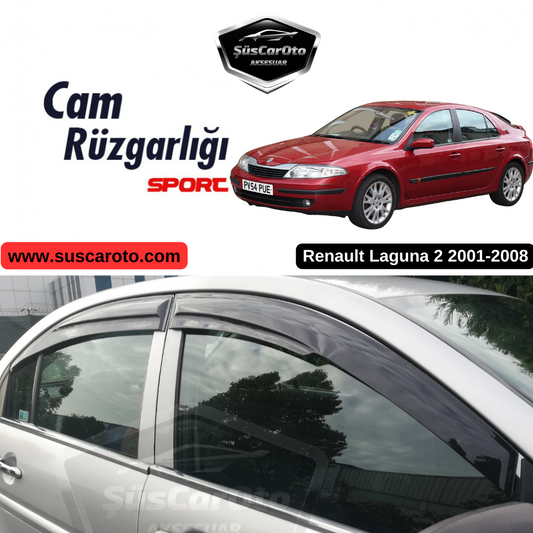 Renault Laguna 2 2001-2008 Uyumlu Mugen Cam Rüzgarlığı Seti Piano Black 4'lü İthal image 0
