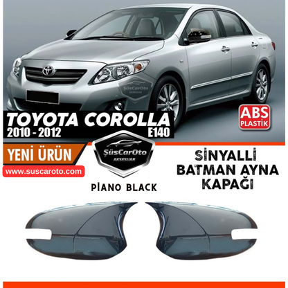 Toyota Corolla E140 FL Sinyalli 2010-2012 Uyumlu Batman Yarasa Ayna Kapağı Piano Black ABS Plastik Sağ Sol Takım image 0