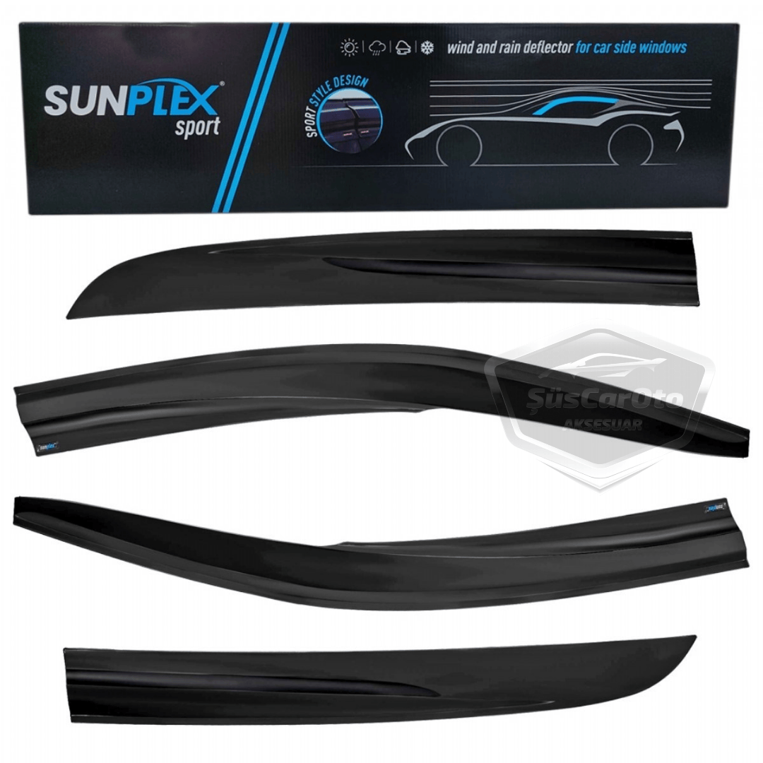 Sunplex Peugeot 301 2012-2021 Uyumlu Spor Cam Rüzgarlığı Seti Piano Black 4'lü Parlak Siyah image 1