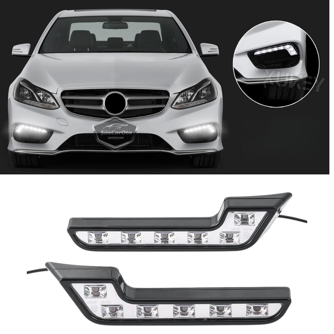 Üniversal 6 Led Mercedes Tip Gündüz Ledi Araba Gündüz Farı Araç Oto DRL Led Lamba Güçlü Işık 12V Su Geçirmez Beyaz 2 Adet image 0