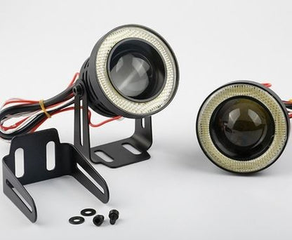 Üniversal Mercekli Angel Sis Farı Metal Su Geçirmez 89 mm Sarı Halkalı Angel Eyes image 2