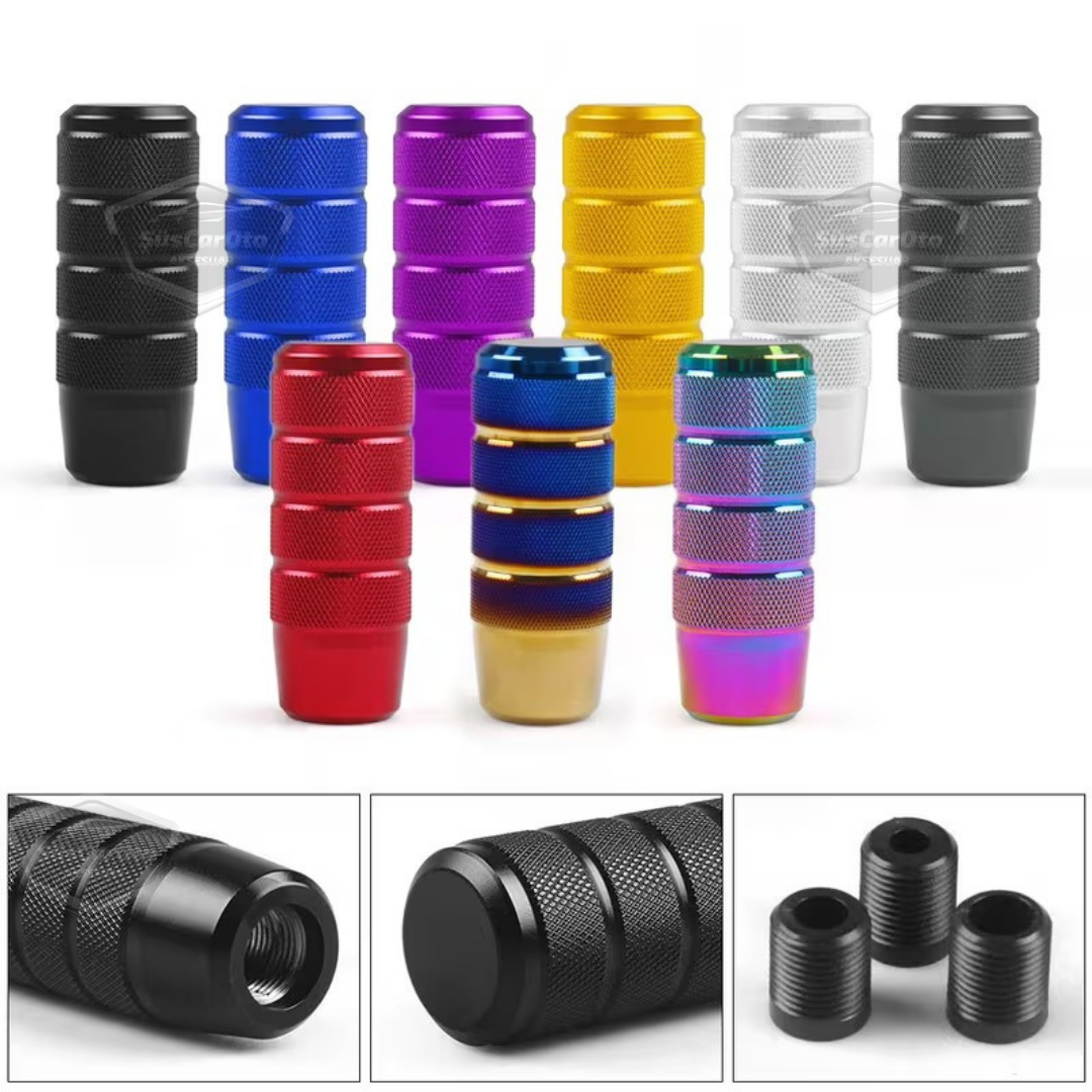 Üniversal 9.5 cm JDM Metal Spor Görünümlü Vites Topuzu Aparatlı Alüminyum Alaşım Otomatik-Manuel Yarış Vites Kolu Mavi image 9