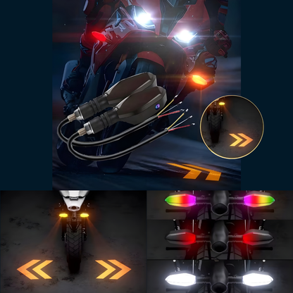Üniversal RGB Animasyonlu Motosiklet LED Park Sinyal Lambası Projeksiyonlu Lazer Led Stop 12V Sağ Sol Takım Yüksek Parlaklık İkaz Işığı image 0