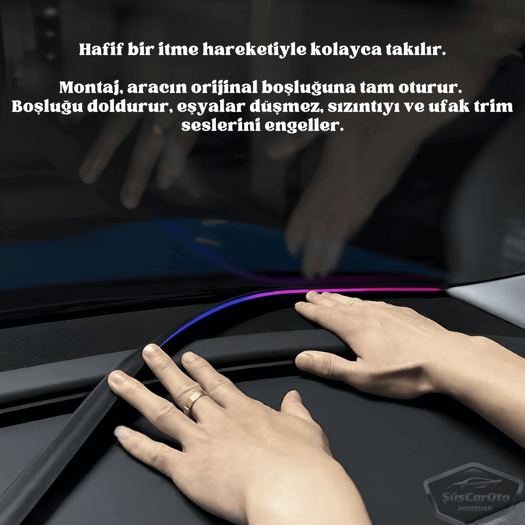 Universal Araç İçi App ve Kumanda Kontrollü Ön Cam Fitil Ambiyans RGB Atmosfer Cam Önü Ambiyans Led Neon Lamba Ses Yalıtım Fitili USB Girişli Montajsız image 7
