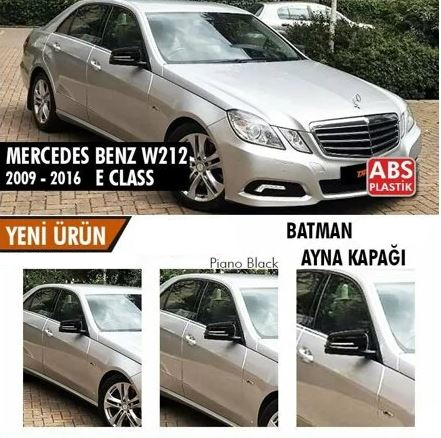 Mercedes Benz W212 2009-2016 Batman Yarasa Ayna Kapağı Piano Black ABS Plastik image 0