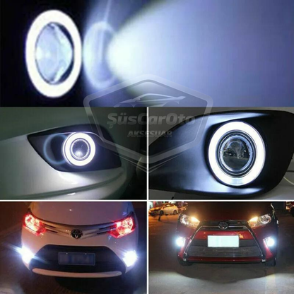 Peugeot Bipper 2008-2022 Uyumlu Üniversal Mercekli Angel Sis Farı Metal Su Geçirmez 76 mm Beyaz Halkalı Gündüz Farı Angel Eyes 2 Adet image 4