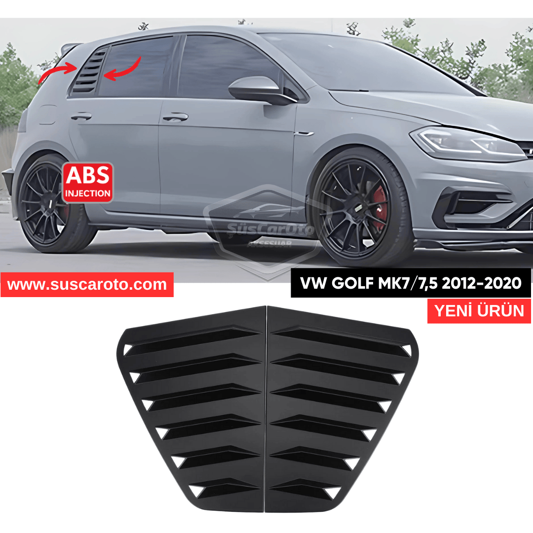 Vw Golf 7 7.5 2012-2020 Uyumlu Kelebek Cam Izgarası Kelebek Cam Vizörü Havalandırma Sağ Sol Takım Parlak Siyah image 0