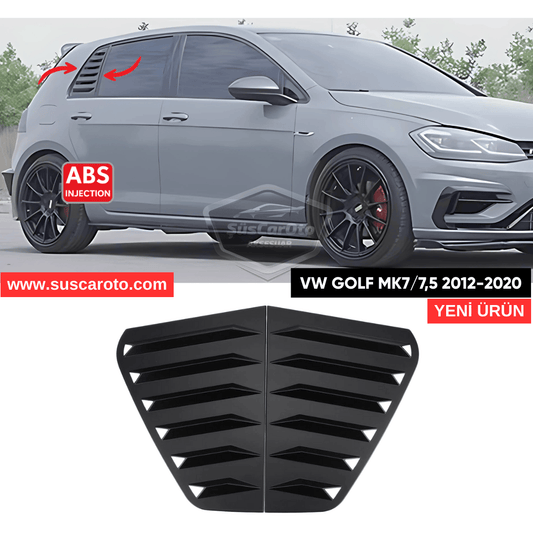 Vw Golf 7 7.5 2012-2020 Uyumlu Kelebek Cam Izgarası Kelebek Cam Vizörü Havalandırma Sağ Sol Takım Parlak Siyah image 0