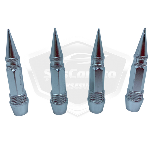 Sivri Sibop Kapağı Mermi Sibop Kapağı Araba Motosiklet Bisiklet Metal 4 lü Set Gümüş Krom image 0