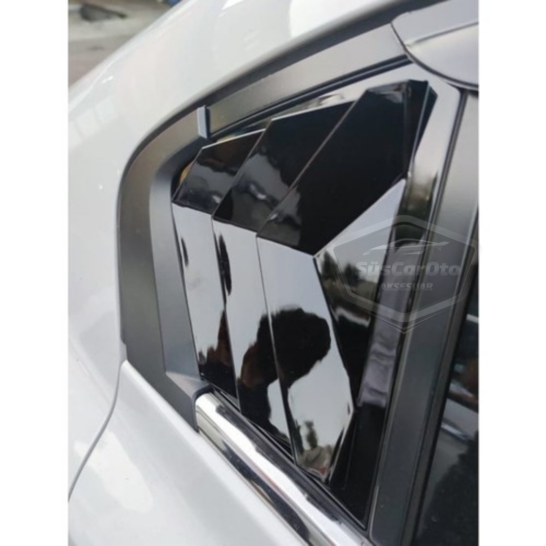 Fiat Egea Sedan 2015 Sonrası Kelebek Cam Izgarası Kelebek Cam Vizörü Havalandırma Sağ Sol Takım Parlak Siyah image 2