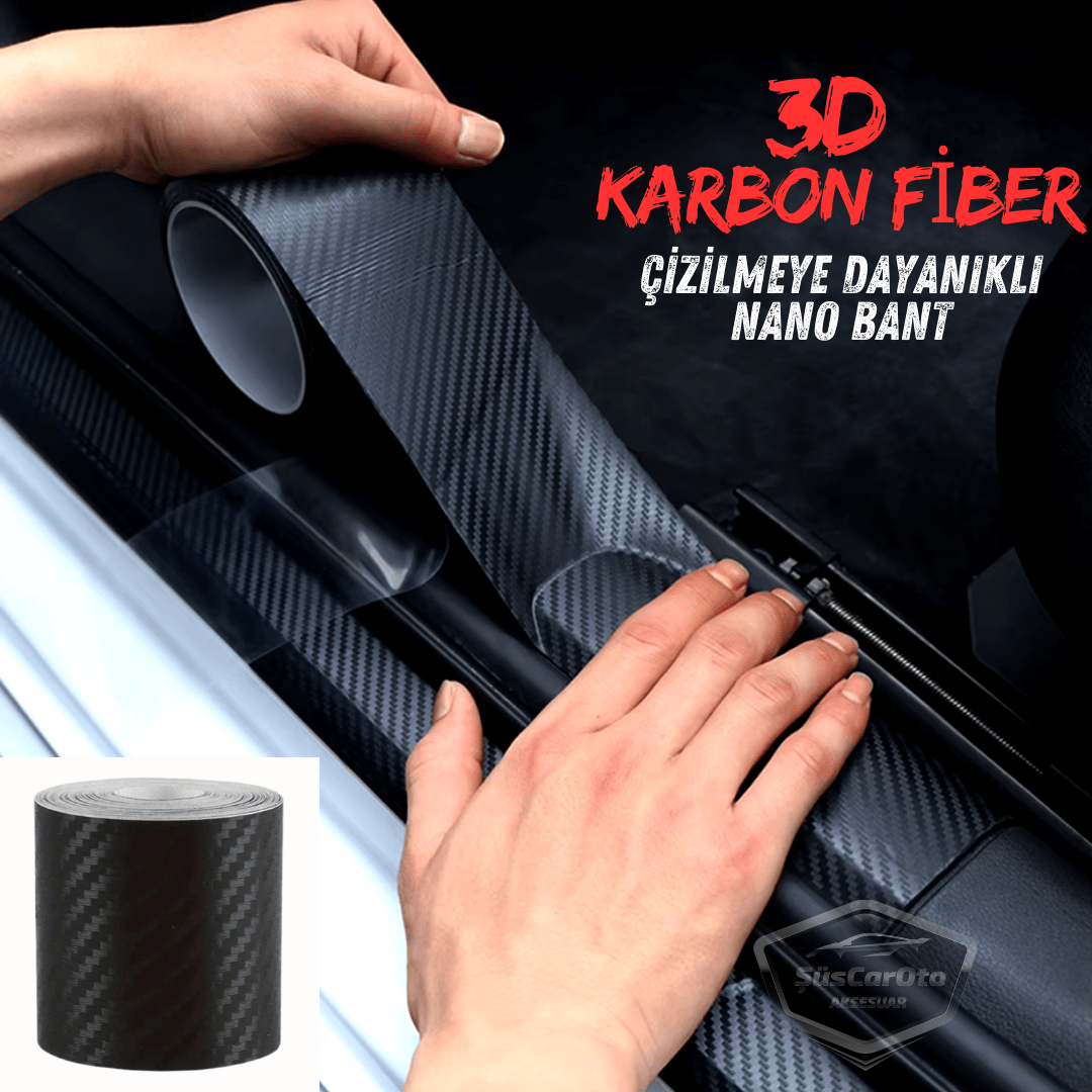 Üniversal Araç İçi 3D Siyah Karbon Kapı Eşik Bandı Arka Tampon Eşiği Koruma Folyosu Orijinal Hava Kanallı Yapışkanlı İthal Çok Amaçlı Tampon Koruma 5 Metre image 0