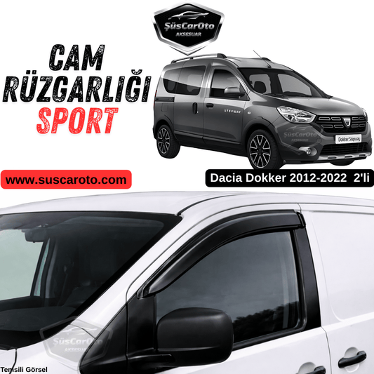 Dacia Dokker 2012-2022 Uyumlu Mugen Cam Rüzgarlığı Seti Piano Black 2'li İthal Parlak Siyah image 0