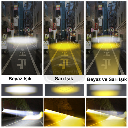 Robot Sis Farı Çift Renk Sarı-Beyaz Araç Motosiklet Off Road Led Lamba Çift Gözlü Projektör 50W Metal Arazi Çalışma Lambası 1 Adet image 5