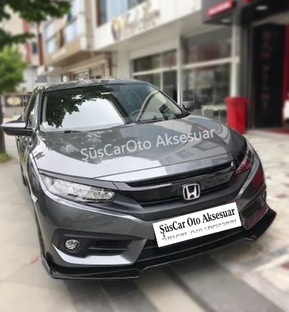 Honda Civic FC5 Esnek 3 Parça Lip Piano Black Flaplı Kanatlı image 2