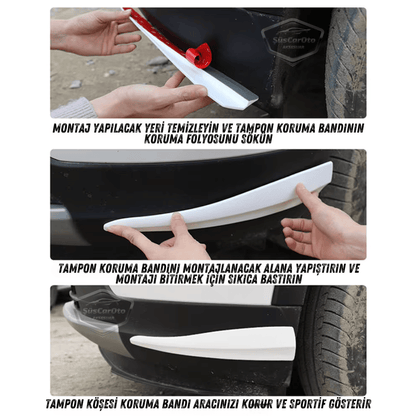 Üniversal Her Araca Uyumlu Esnek Tampon Köşesi Koruma Bandı Tampon Köşe Koruyucu Şerit Yumuşak Bant 2 Parça Beyaz 35 cm image 5