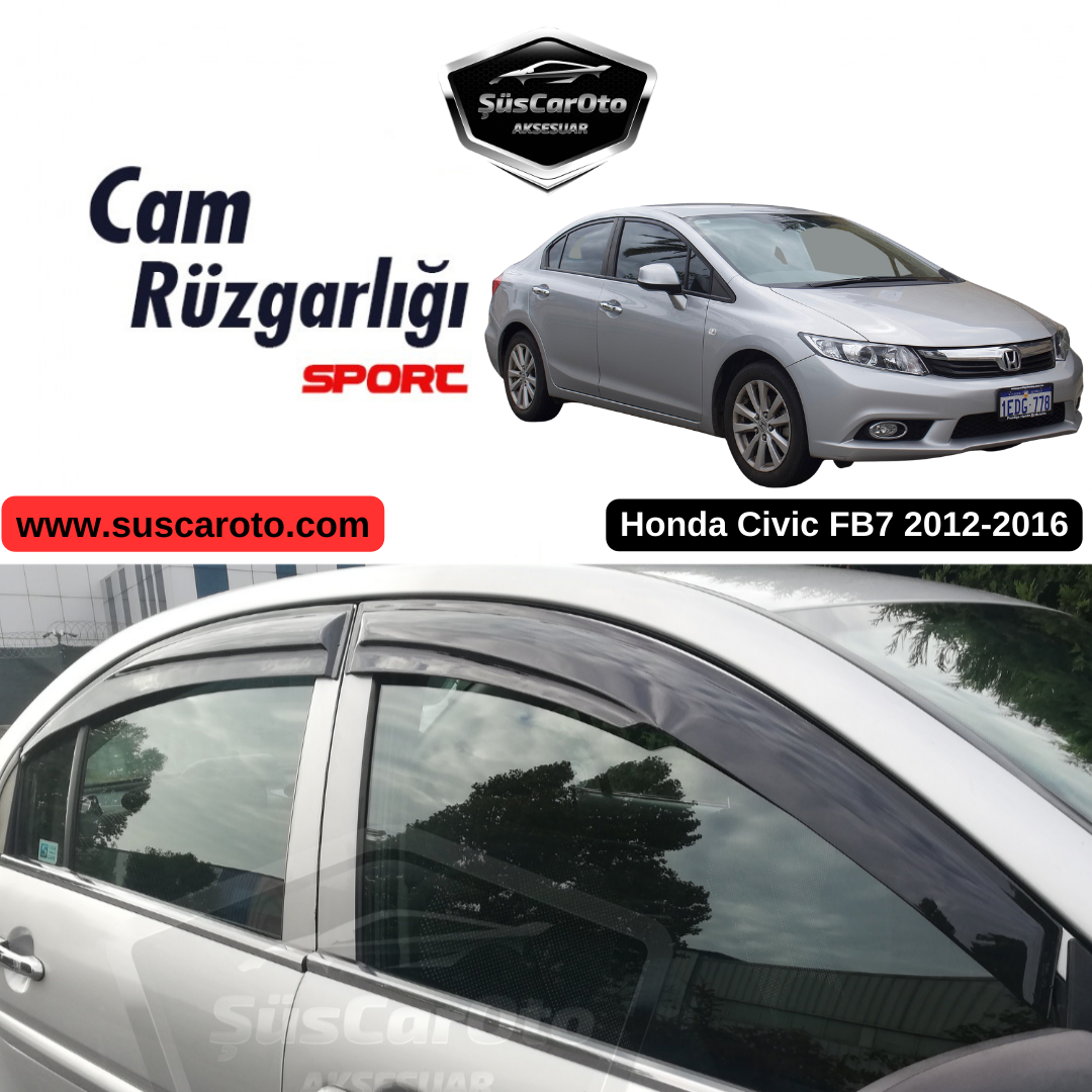 Honda Civic FB7 2012-2016 Uyumlu Mugen Cam Rüzgarlığı Seti Piano Black 4'lü İthal image 0