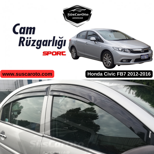 Honda Civic FB7 2012-2016 Uyumlu Mugen Cam Rüzgarlığı Seti Piano Black 4'lü İthal image 0