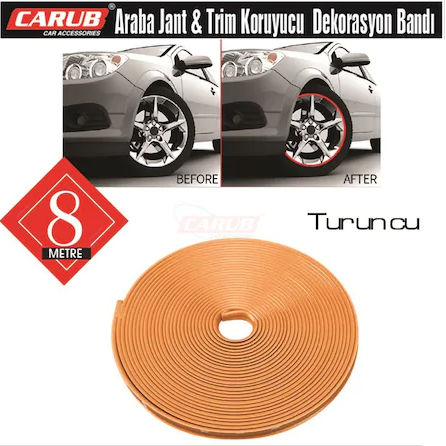 Carub Araba Jant Fitili Lastik Jant Trim Bandı 8 Metre TURUNCU image 0