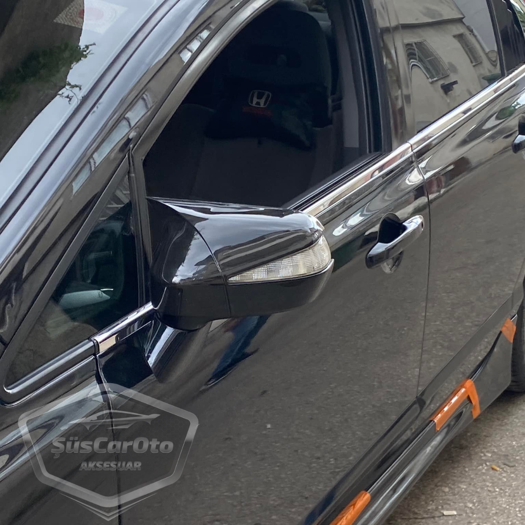 Honda Civic FD6 2006-2011 Batman Yarasa Ayna Kapağı Piano Black ABS Plastik image 2