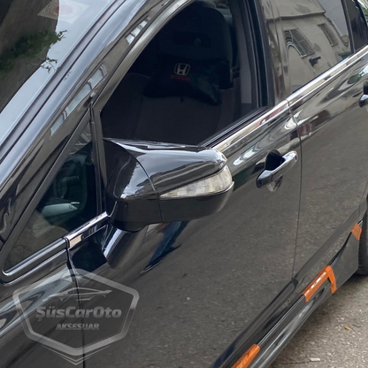 Honda Civic FD6 2006-2011 Batman Yarasa Ayna Kapağı Piano Black ABS Plastik image 2