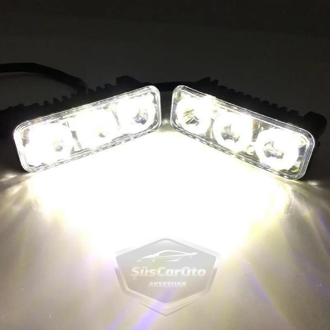 DRL 3 Led Mercekli Araba Gündüz Farı Araç Motosiklet Gündüz Ledi Oto DRL Led Lamba Güçlü Işık 12V Su Geçirmez Metal Beyaz 2 Adet image 9