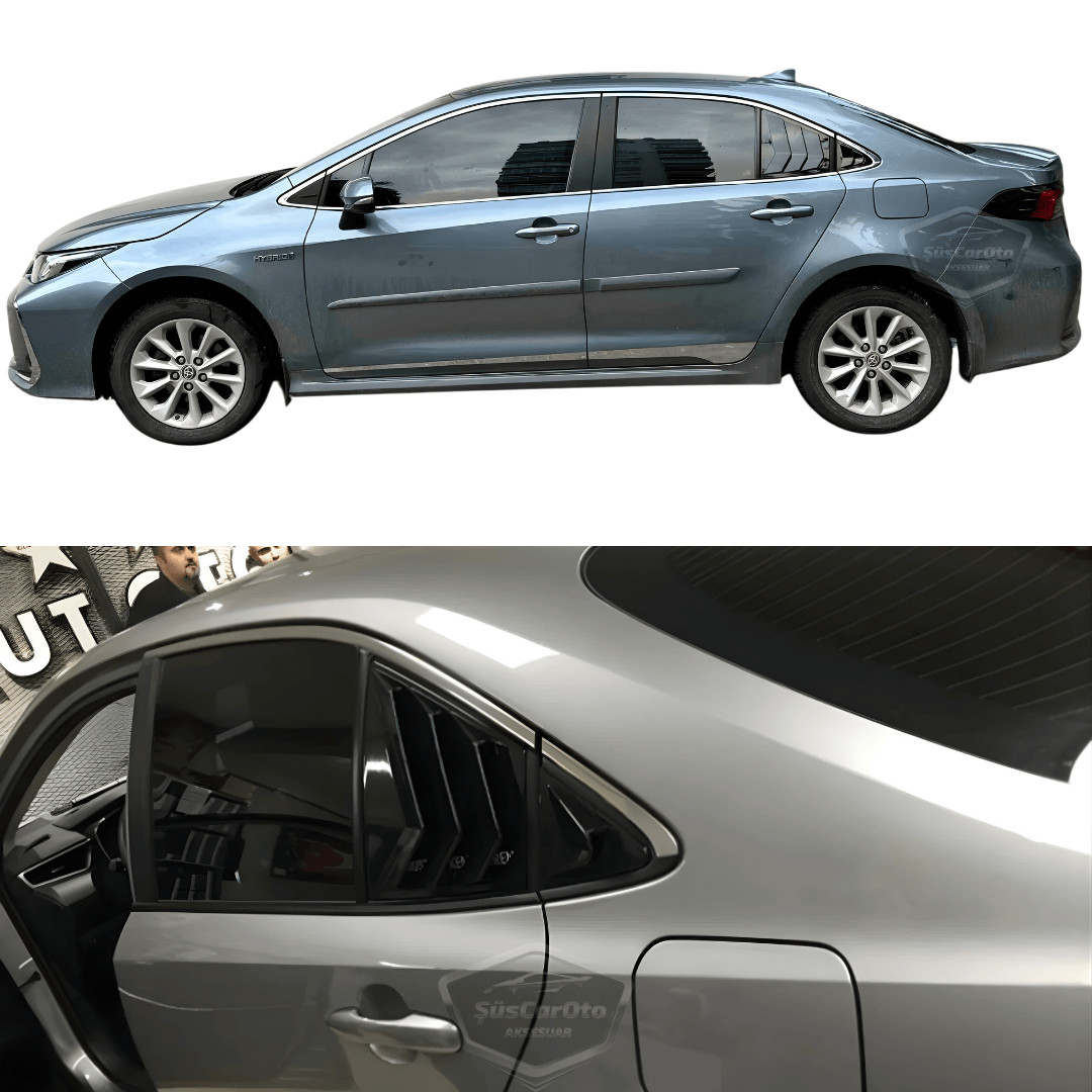 Toyota Corolla 2018 Sonrası E210 Uyumlu Kelebek Cam Izgarası Kelebek Cam Vizörü İthal Havalandırma Sağ Sol Takım Parlak Siyah 1.Sınıf image 6