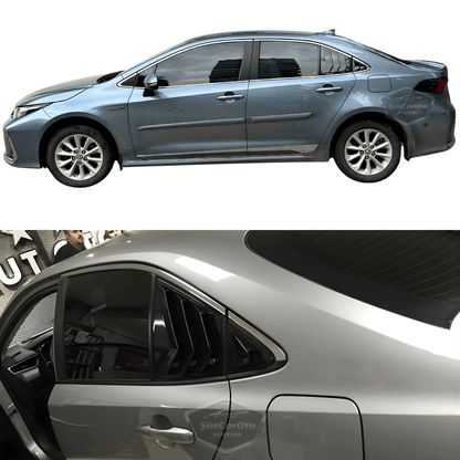 Toyota Corolla 2018 Sonrası E210 Uyumlu Kelebek Cam Izgarası Kelebek Cam Vizörü İthal Havalandırma Sağ Sol Takım Parlak Siyah 1.Sınıf image 6