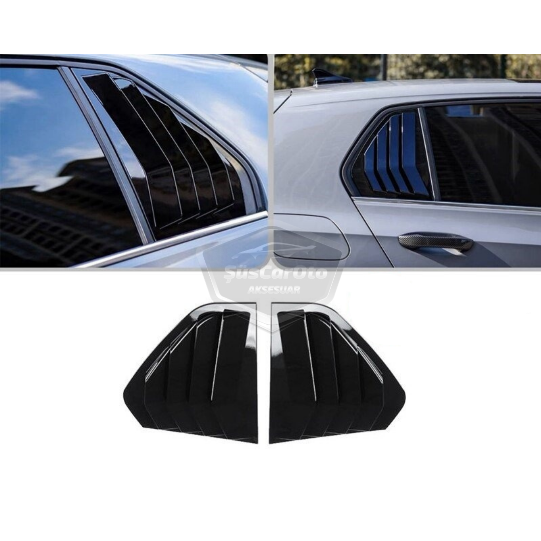 Vw Golf 8 2019 Sonrası Uyumlu Kelebek Cam Izgarası Kelebek Cam Vizörü Havalandırma Sağ Sol Takım Parlak Siyah image 0