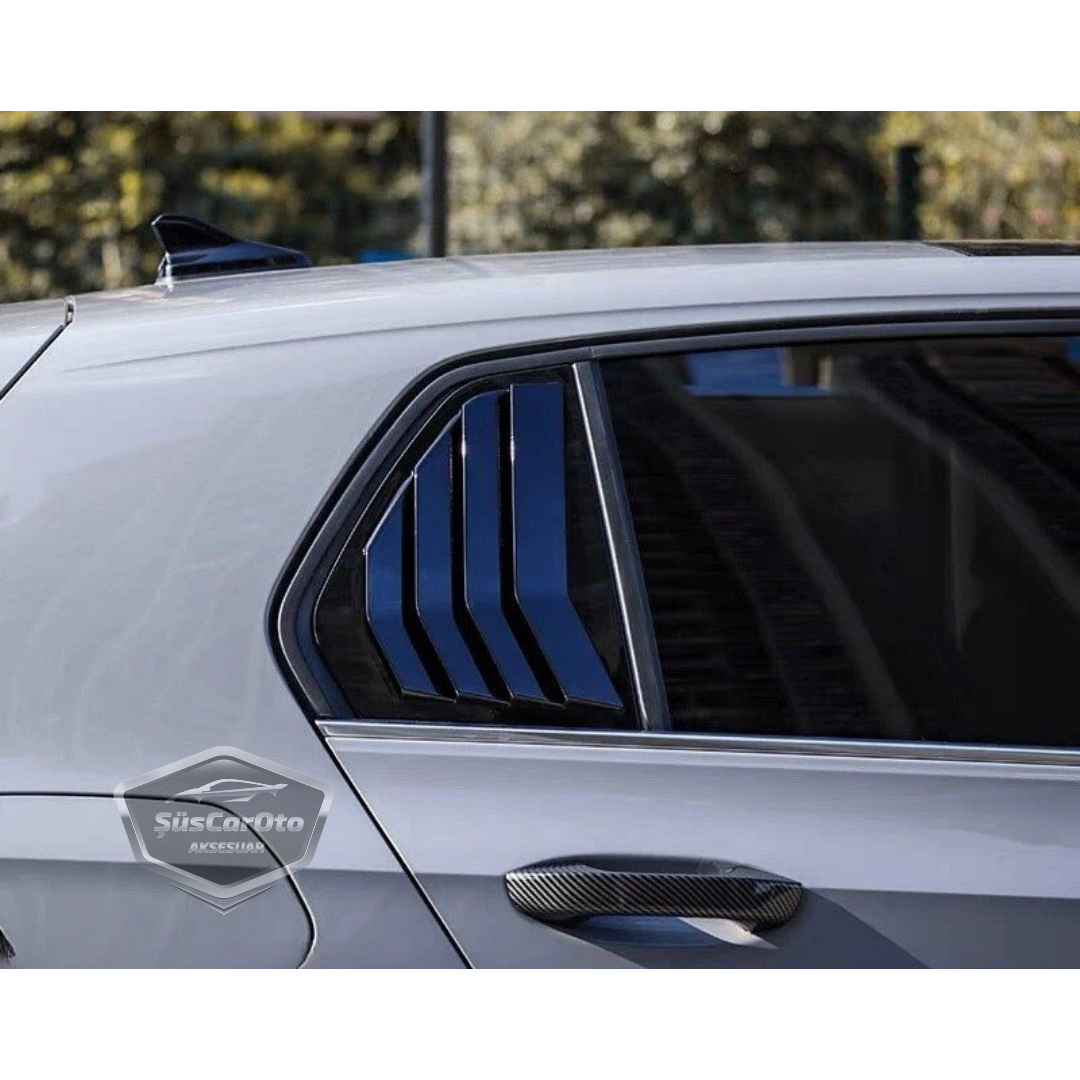 Vw Golf 8 2019 Sonrası Uyumlu Kelebek Cam Izgarası Kelebek Cam Vizörü Havalandırma Sağ Sol Takım Parlak Siyah image 4