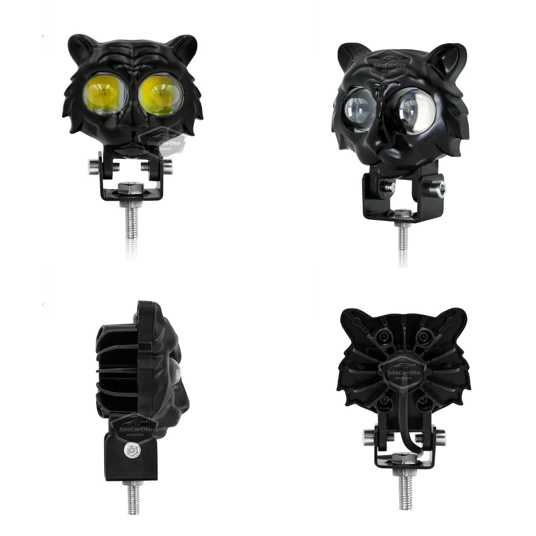 Kedi Göz Sis Farı Çift Renk Sarı-Beyaz 9-60V Araç Motosiklet Off Road Led Lamba Delici Yayıcı Projektör 50W Metal Arazi Çalışma Lambası 1 Adet image 7