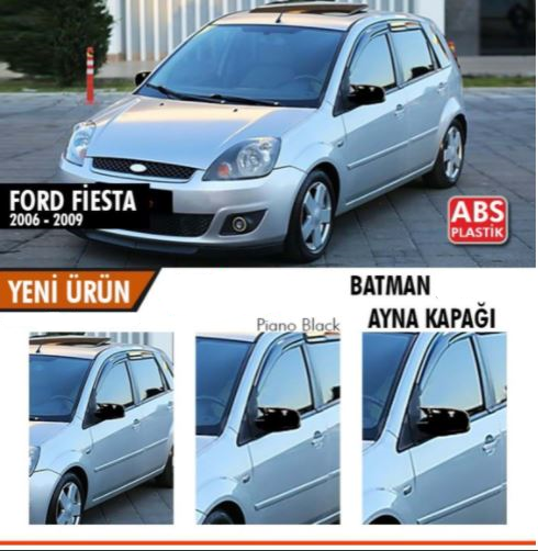 Ford Fiesta 2006-2008 Batman Yarasa Ayna Kapağı Piano Black ABS Plastik image 0
