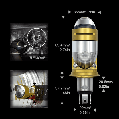 H4 Lazer Mercekli Ufuk Çizgili Far Ampulü Otomobil Araç Motosiklet Uyumlu Profesyonel Mini Projektör LED Beyaz Led Xenon Lamba Şimşek Etkili Uzun Kısa 2 Adet 40w 12/24v image 4
